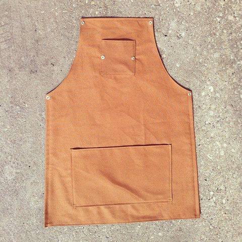 Ochre Canvas Apron with Removable Leather Detailing